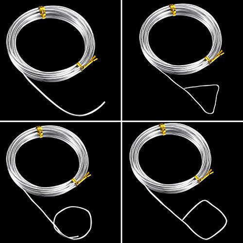 BBTO Aluminum Craft Wire, 4 Sizes (1 mm, 1.5 mm, 2 mm and 2.5 mm in Thickness) Bendable Metal Wire for DIY Sculpture and Crafts, 4 Rolls, Each Roll 16.4 Feet (Silver)