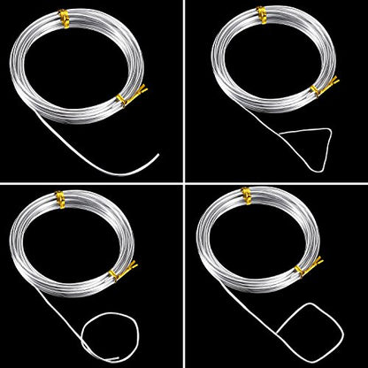 BBTO Aluminum Craft Wire, 4 Sizes (1 mm, 1.5 mm, 2 mm and 2.5 mm in Thickness) Bendable Metal Wire for DIY Sculpture and Crafts, 4 Rolls, Each Roll 16.4 Feet (Silver)
