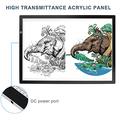 LitEnergy A2 LED Copy Board Light Tracing Box, Ultra-Thin Adjustable Artcraft LED Trace Light Pad for Tattoo Drawing, Streaming, Sketching, Animation, Stenciling - color: BLACK, size: 16.5" x 23.4"