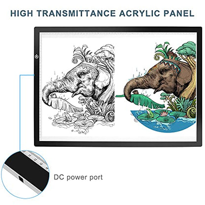 LitEnergy A2 LED Copy Board Light Tracing Box, Ultra-Thin Adjustable Artcraft LED Trace Light Pad for Tattoo Drawing, Streaming, Sketching, Animation, Stenciling - color: BLACK, size: 16.5" x 23.4"