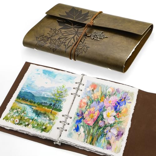 Vintage Watercolor Sketchbook, 140 Lb Cold Press Deckle Edge, 6.3 x 9 in - color: Dark Brown
