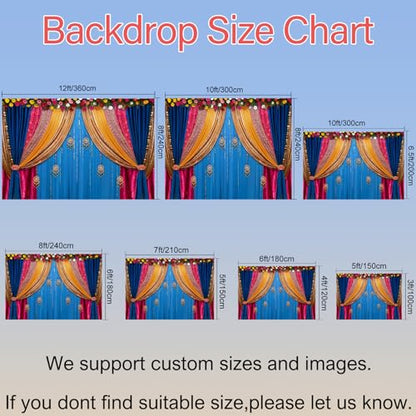 Yeele 5x3ft India Pooja Backdrop Diwali Marigold Blue Curtain Background for Photography Indian Ganpati Puja Traditional Wedding Festival Party Decoration Photo Booth Props - size: 5x3ft