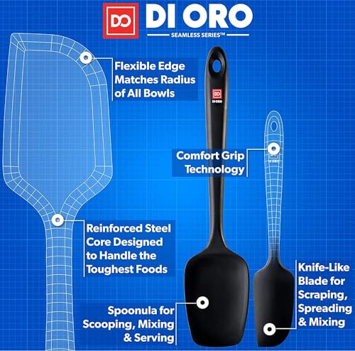 DI ORO Silicone Spatula Set - 600F Heat Resistant, 5-Pc Black - color: Black