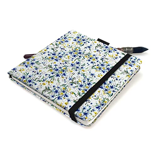 5x5 Watercolor Sketchbook,Mixed Media Pad,Travel Portable Drawing Journal | 140LB/300gsm 20Sheets/40Pages Watercolor Paper,Cold Press,Cloth Fabric Hardcover,Sewing Binding,Lay-Flat.Star Flower - color: 300gsm-Star flower