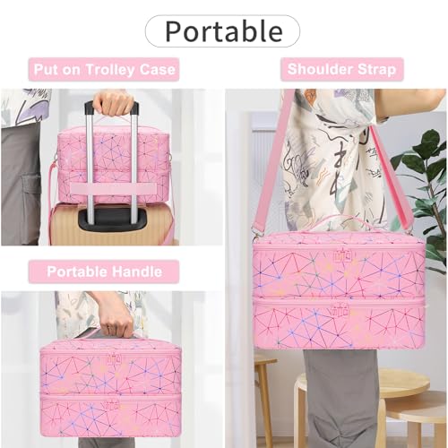 Nail Polish Organizer Bag Holds 50+ Bottles (15ml/0.5 fl.oz) &UV Nail Lamp - color: 04-Pink, size: 50 Bottles