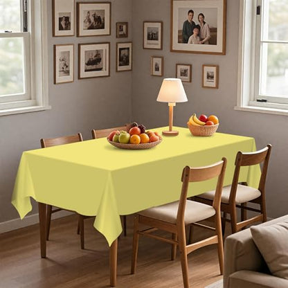 54IN X 320FT Plastic Table Cover Roll with Cutter Box, Cut to Size Plastic Table Cloths for Parties, Birthday, (Light Yellow, 54"x3840"(Rectangular)) - color: Light Yellow, size: 3840" x 54" (Rectangular)