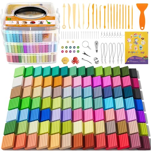 Aestd-ST Polymer Clay 92 Colors, Oven Bake Modeling Clay for Kids & Artists | Easy to Shape, Non-Sticky, Colorful, Portable Storage Box, 20 Sculpting Tools, Accessories, DIY Starter Kit for Kids & Adults - color: 92 Colors