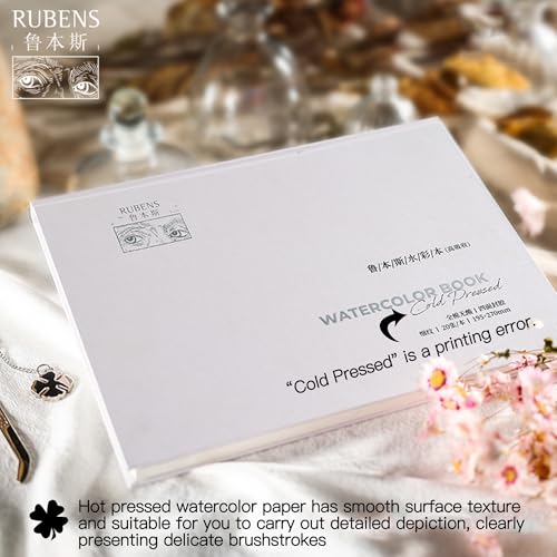 rubens Watercolor Paper Block, 7.6 x10.6 in Hot Pressed Watercolor Papers - size: 16K-Hot Pressed