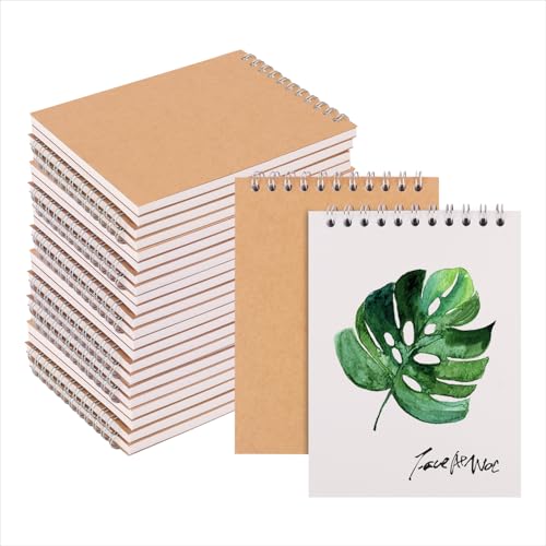 26 Pack 5.7" x 4" Top Spiral Sketch Book, A6 Blank Sketch Notebook for Scrapbooking, Nature Journaling, and Drawing, Durable, Portable & Versatile Sketch Pad(60 Sheets -120 Pages)