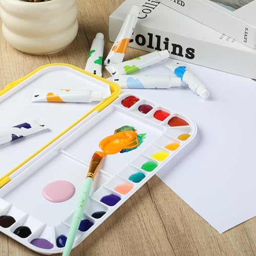 Mr. Pen- Airtight Watercolor Palette with Lid, 18 Wells & 2 Mixing Areas (Pack of 2) - color: Yellow, size: 2 Pack