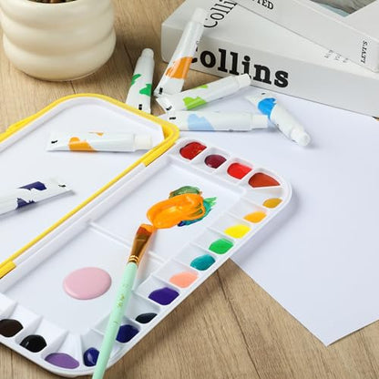 Mr. Pen- Airtight Watercolor Palette with Lid, 18 Wells & 2 Mixing Areas (Pack of 2) - color: Yellow, size: 2 Pack