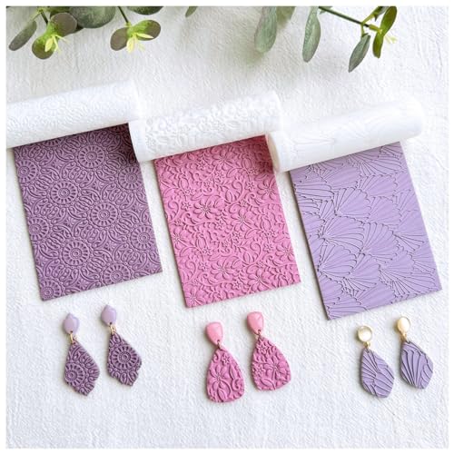KEOKER Polymer Clay Texture Roller - 3PCS Boho Set for Making Earrings, Like Texture Sheets, Great with Clay Cutters - color: 3PCS ALL