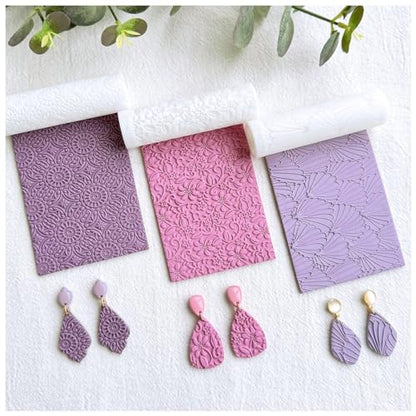 KEOKER Polymer Clay Texture Roller - 3PCS Boho Set for Making Earrings, Like Texture Sheets, Great with Clay Cutters - color: 3PCS ALL