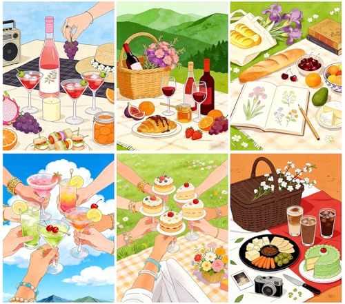 DOTSOPS 5D Picnic Diamond Painting Kits for Adults Camping Diamond Art Kits | Crafts DIY Round Full Drill Painting,Gem Art for Beginner,Home Wall Decor Gift 11.8 x 15.7 Inches - color: Camping