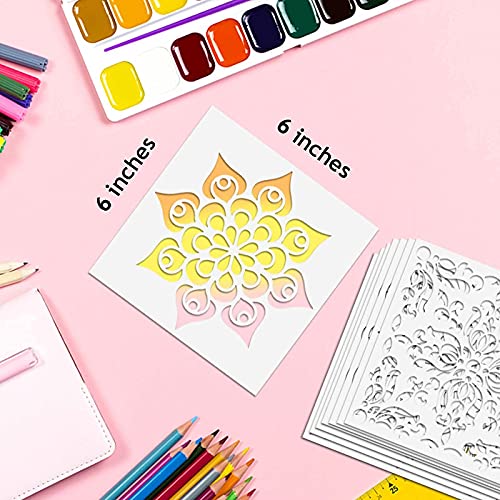 32pcs 6x6in Mandala Stencils for Painting Diwali Rangoli Washable | Stencils for Painting on Wood Rangoli Art Supplies Flower Template for Floor Wall Tile Fabric Wood DIY Decor Diwali stencils