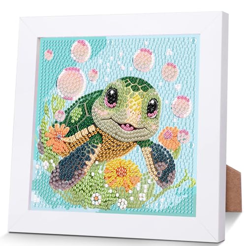 Sea Turtle Diamond Art Painting Kits for Kids with Frame Ages 6-9 (7x7 in) - color: CC236