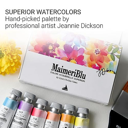 MaimeriBlu, Jeannie Dickson Artist Set, Watercolor Paint, 12ml, 6 Tubes – Professional Watercolor Painting Supplies