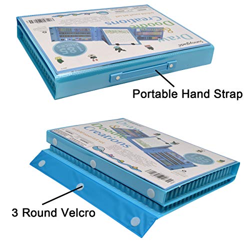Sunnyglade 185 Pieces Double Sided Trifold Easel Art Set Art Supplies Blue - color: Blue