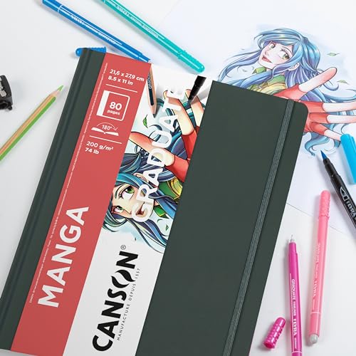Canson Graduate Manga Paper, Hard Cover Art Journal, 8.5x11 inches, 40 Sheets — Artist Paper for Illustration, Character Studies, Comics - size: 8.5x11