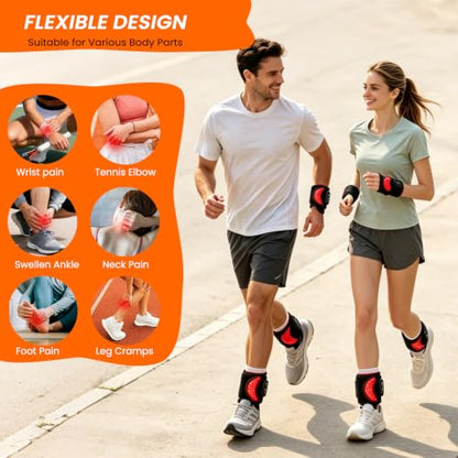 Red Light Therapy Wrap with Heating Vibration for Ankle Foot Wrist | Relieve ankle wrist, hand & foot pain,660nm Red & 850nm Infrared Light,3‑Level Heating | 3 Vibration Modes,3000mAh Battery