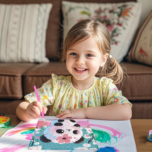 PERFECTSIGHT Cute 5D Diamond Art Kits, Kawaii DIY Painting Art for Adults Teen, 4 Pack Diamond Arts and Crafts Sets, Big Gem Full Drill Diamond Dots for Women (Panda+Kitty+Alpaca+Fox) - style: Panda+Kitty+Alpaca+Fox