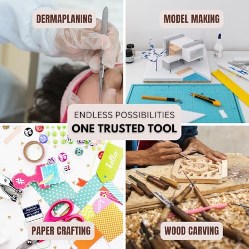 Precision Craft Knife Kit Includes 100 Carbon Steel Blades #10R, Handle No 3, Blade Remover Box & Self Locking Clamps All-in-One Hobby Knife Set for Model Making, DIY Projects, Home and Studio Use