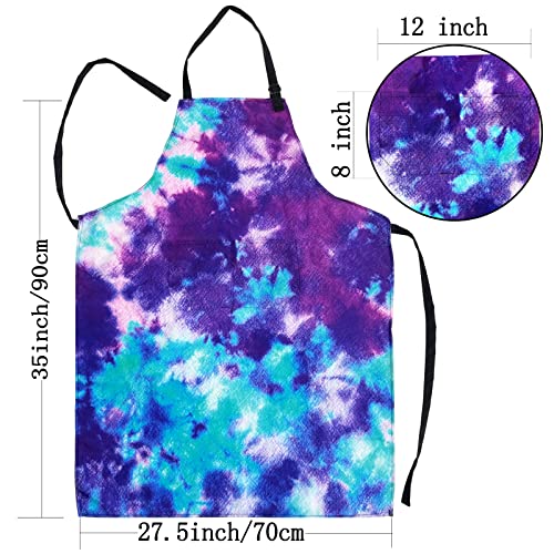 Adjustable Waterproof Apron Bib Apron with 2 Pockets Cooking Kitchen Aprons for Women Men Chef - color: Blue Purple Apron