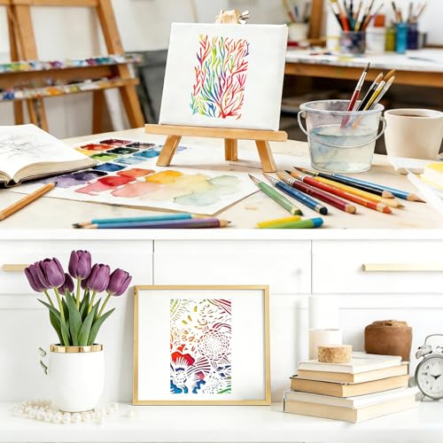 8 Pcs Geometric Texture Stencils Painting Reusable 7×11 Inch Flower Wood Grains Stencils for Crafts Plastic Coral Maple Stencil Drawing Templates for DIY Wall Canvas Knit Notebook Card Wood