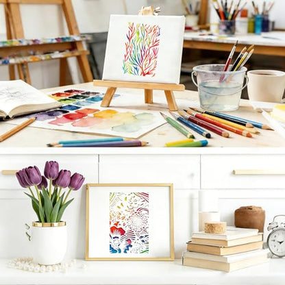 8 Pcs Geometric Texture Stencils Painting Reusable 7×11 Inch Flower Wood Grains Stencils for Crafts Plastic Coral Maple Stencil Drawing Templates for DIY Wall Canvas Knit Notebook Card Wood