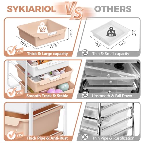 SYKIARIOL Rolling Craft Storage Cart with 4 Drawers,Kids Art Cart,Pearl - color: Pearl, size: 4-Drawer
