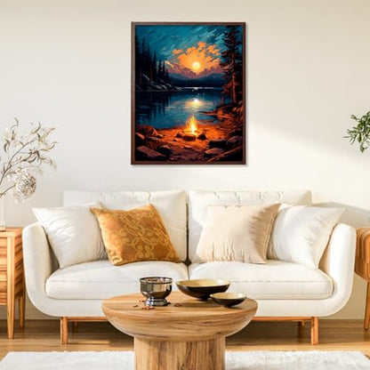 Paint by Numbers Kit for Adults, Sunset Lake DIY Painting Kit, 16x20 Inch - color: CYOP1P02