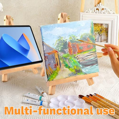 10 Pack 9 Inch Wood Easels,Art Craft Painting Easel,Table Top Easels for Painting, for Painting Party Displaying Canvases, Photos Mini Display Tripod Apply to Kids Artist Adults Students Etc