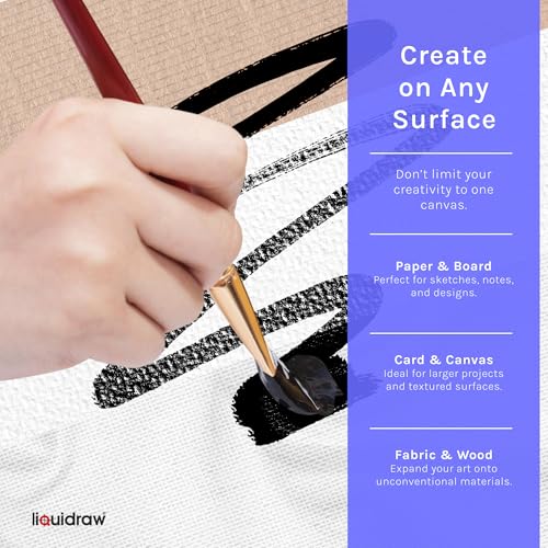Liquidraw Black Drawing India Ink - 1.18 fl oz / 35 ml | Must-Have Artist Supply | Non-Toxic, Waterproof & Permanent | Suitable for Pens & Brushes | Use On Paper Board, Canvas, Fabric & Wood - color: Black