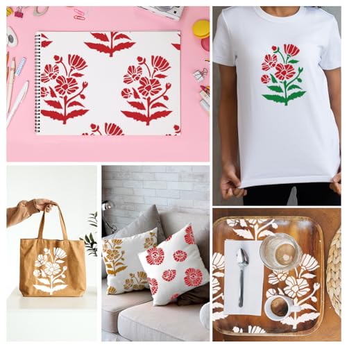6 Styles Poppy Flower Stencils for Painting, 11.7"x8.3" Reusable Floral Stencil Drawing Templates, DIY Craft Paint Templates for Wall Home Decor Wood Burning Canvas Journal Card - style: Flower