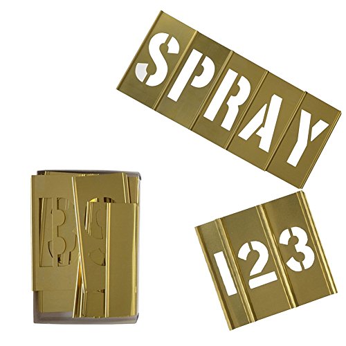 Deezio 4 Inch Brass Interlocking Stencil Set of Numbers and Letters Kit - 46 Piece Set - size: 4inch(46piece)