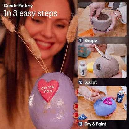 Sculpd Pottery Kit for Adults, Air Dry Clay with Tools, Classic Tones - style: Gloss Varnish with Classic Tones
