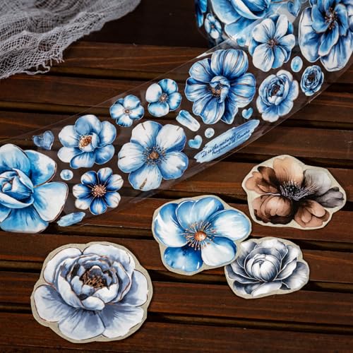 Flower Washi Tape Stickers for Journaling Supplies, Floral Stickers for DIY - color: Night