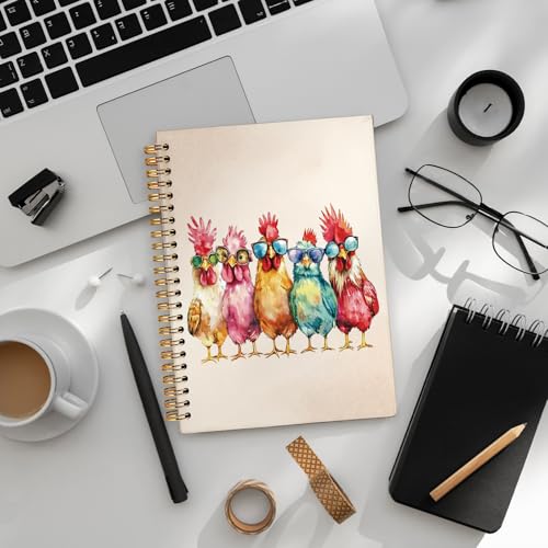 LIANGW Funny Chicken Notebook Journal Gifts for Funny Chicken Lovers | Cute Animal Notebook Journal for School Women Teen Girls Kids, Hardcover Spiral Notebook 5.5x8.3 Inch - color: 01-funny chicken (kids)