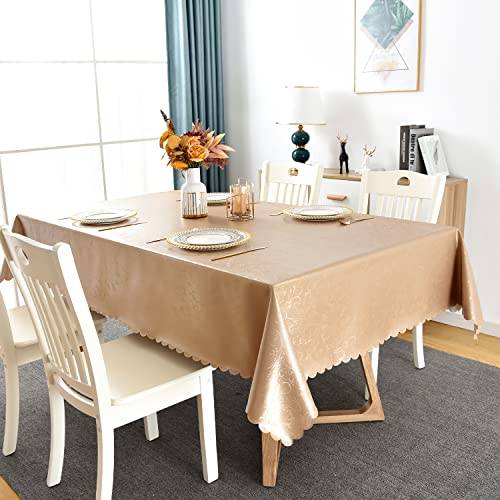 Romanstile Waterproof Vinyl Tablecloth Rectangle, 52 x 70 Inch, Flower Champagne - color: Flower Champagne, size: 52" x 70" (Rectangular)