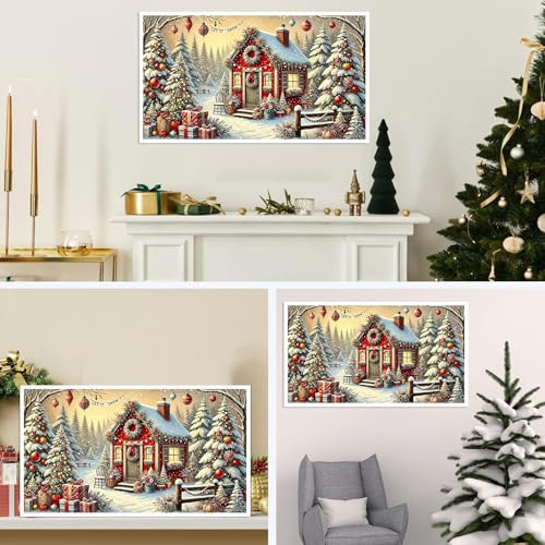 Extra Large Diamond Art Kits for Adults, 5D Diamond Painting Kits 28x16 In - color: Christmas Cabin Large Diamond Painting