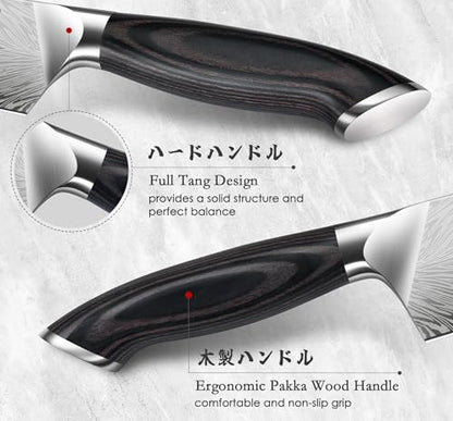 5PCS Knife Set, Kitchen Knife Sets in Powder Steel | Ultra Sharp Japanese Knives Set High Carbon Steel Chef Knives Sets, Cooking Knives Set with Ergonomic Pakkawood Handle - size: 5PCS Knife Set