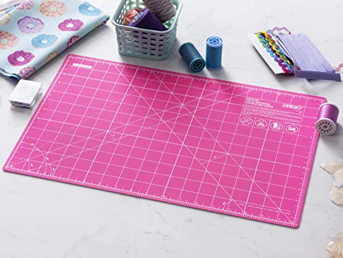 OLFA 12x18" Self-Healing Rotary Cutting Mat (RM-CG/PIK) - Pink | Self-healing, triple-layer heat welded, double-sided, rotary mat - Quilting and sewing - Quilters and Crafters - color: Pink