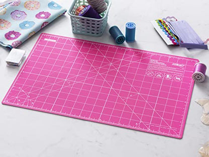 OLFA 12x18" Self-Healing Rotary Cutting Mat (RM-CG/PIK) - Pink | Self-healing, triple-layer heat welded, double-sided, rotary mat - Quilting and sewing - Quilters and Crafters - color: Pink