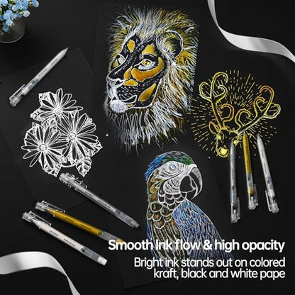 GETHPEN White Gel Pens, 1.0mm Fine Opaque White Ink Pens, 3 Pack | Opaque White Gel Ink Pens for Black Paper Drawing, Bullet Journaling, Artists Drawing, Sketching, Card Making - size: 1 Count (Pack of 3), style: 3 Pack White