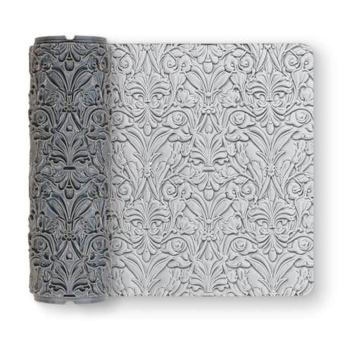 Baroque Flowers Clay Texture Roller 2" for Polymer Clay - color: Baroque Flowers Roller, size: 2 inch
