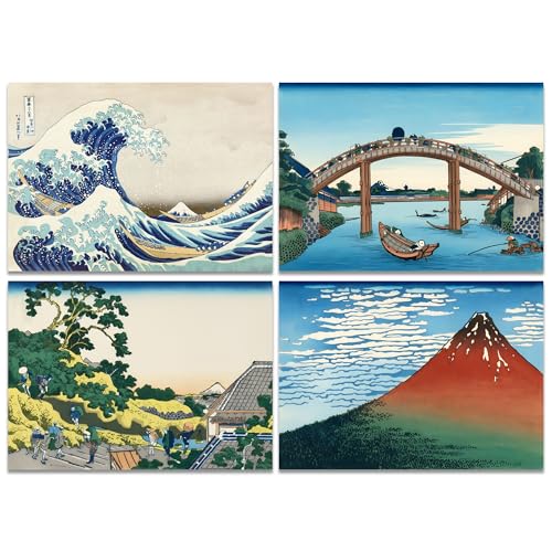 Lanzeyo Diamond Art Kits for Adults-4 Pack Japanese Ukiyo-e Diamond Painting Kits for Adults, Mount Fuji Gem Art Crafts, Beginner Friendly 5D DIY Full Drill Canvas for Home Wall Decor 12"x16" - color: 08 Fuji