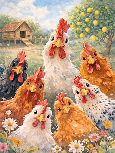 ijbnhd Chickens Diamond Art Kits for Adults 12x16inch - color: Chickens, size: 12x16in(30x40cm)