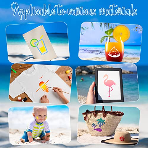 Fainne 100 Pcs 2 Inch Summer Stencils Small Stencils for Painting | Reusable Craft Stencils, DIY Scrapbook, Wood Wall Fabric Rock Chalkboard Sign Painting, Home Art Decor Projects - style: Hawaiian Style