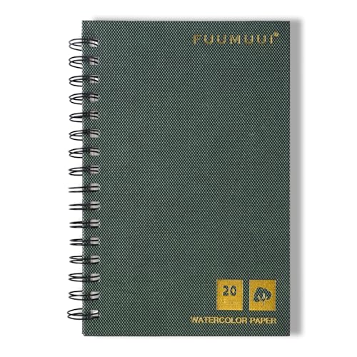 Fuumuui Watercolor Sketchbook, 100% Cotton Paper for Painting, Drawing, Art Journaling, Professional Artist Quality, Spiral Bound 5.5 * 8.5 inch 20 Sheets, 140lb/300g - size: 8.5*5.5in