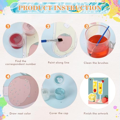 Humyoun 12 Pack 9 x 12 Inch Paint by Numbers Kit for Adults Beginners DIY Acrylic Oil Painting Paint by Number Kits Drawing Paintwork on Canvas Without Frame for Home Decor(Summer Fruit Style) - style: Summer Fruit Style